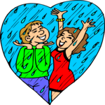 Couple in Rain 1 Clip Art