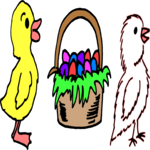 Chicks & Easter Basket Clip Art