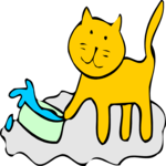 Cat Spilling Water 1 Clip Art