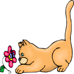 Cat with Flower Clip Art