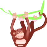 Monkey Swinging from Tree Clip Art