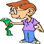 Boy Holding Frog Clip Art