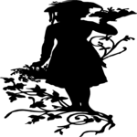 Silhouettes, Woman with Flowers 2 Clip Art