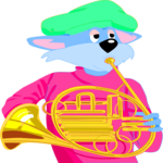 Cat Playing French Horn Clip Art
