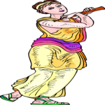 Woman with Flute Clip Art
