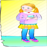 Girl with Cup Clip Art