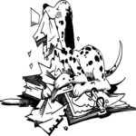 Dog Eating Homework Clip Art