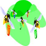 Bees with Buckets Clip Art