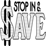 Stop In & Save Clip Art