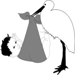 Baby & Stork Clip Art