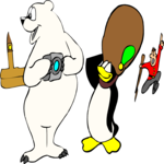 Bear & Penguin in London Clip Art