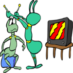 Space Alien Watching TV 2 Clip Art
