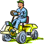 Man on Lawnmower Clip Art