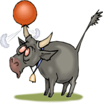 Cow with Ball Clip Art