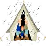 Tent in Rain Clip Art