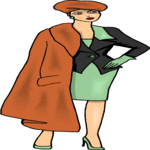 Woman in Overcoat Clip Art