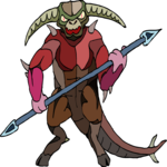 Horned Beast with Spear Clip Art