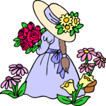 Girl with Flowers 04 Clip Art