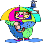 Clown with Umbrella 2 Clip Art