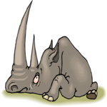 Rhino - Long Horn Clip Art
