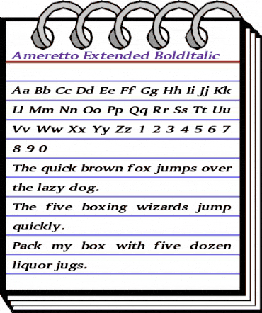 Ameretto Extended BoldItalic animated font preview
