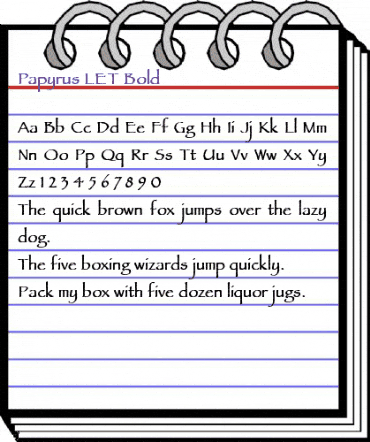 Papyrus LET Bold animated font preview