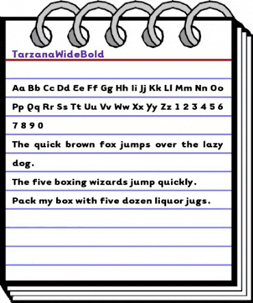 TarzanaWideBold Regular animated font preview