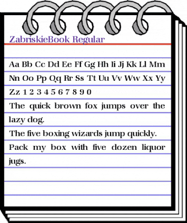 ZabriskieBook Regular animated font preview