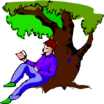 Man Reading Under Tree Clip Art
