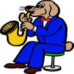 Horn Player - Dog 2 Clip Art