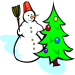 Snowman & Tree 2 Clip Art