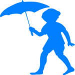 Boy with Umbrella Clip Art