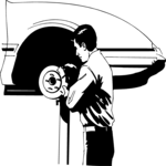 Mechanic Adjusting Brakes Clip Art