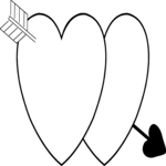 Hearts & Arrow - White Clip Art