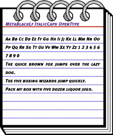 Meta Black Lf Caps Italic animated font preview